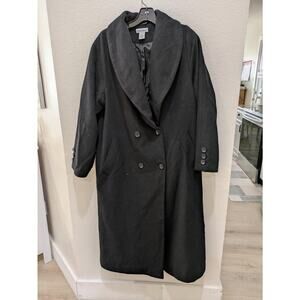 Jessica London‎ Trench Coat Womens 14 Casual Long Overcoat Double Breasted Black